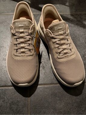 Skechers GOwalk Women Taupe Mesh Lightweight Trainers slip in
